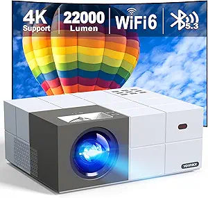 4K Projector with WiFi 6 and Bluetooth 5.3 for Home Theater