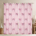 Pink White Bow Tie Curtains - Cute Bowtie Princess Panels 52in x 84in