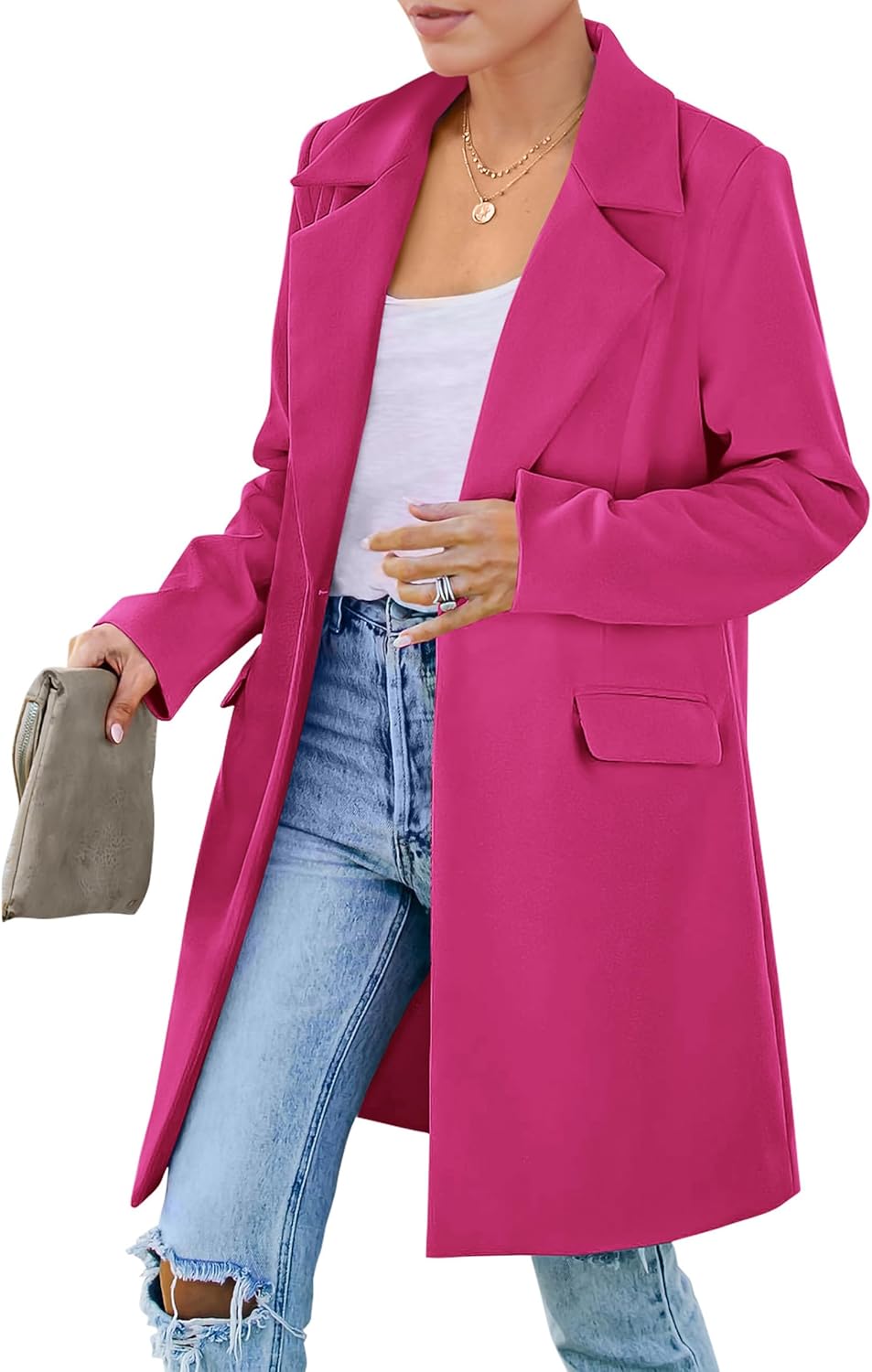 PRETTYGARDEN Women's Long Blazer Jackets for Work and Casual Wear