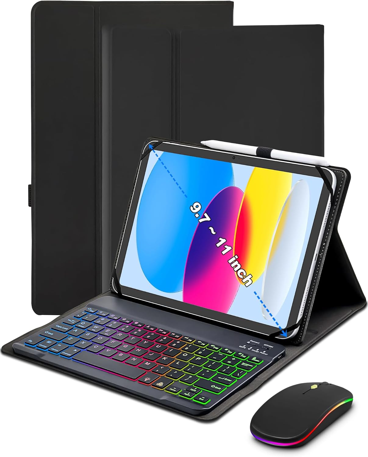 Universal Tablet Keyboard Case with RGB Backlit for 9 to 11 in Tablets