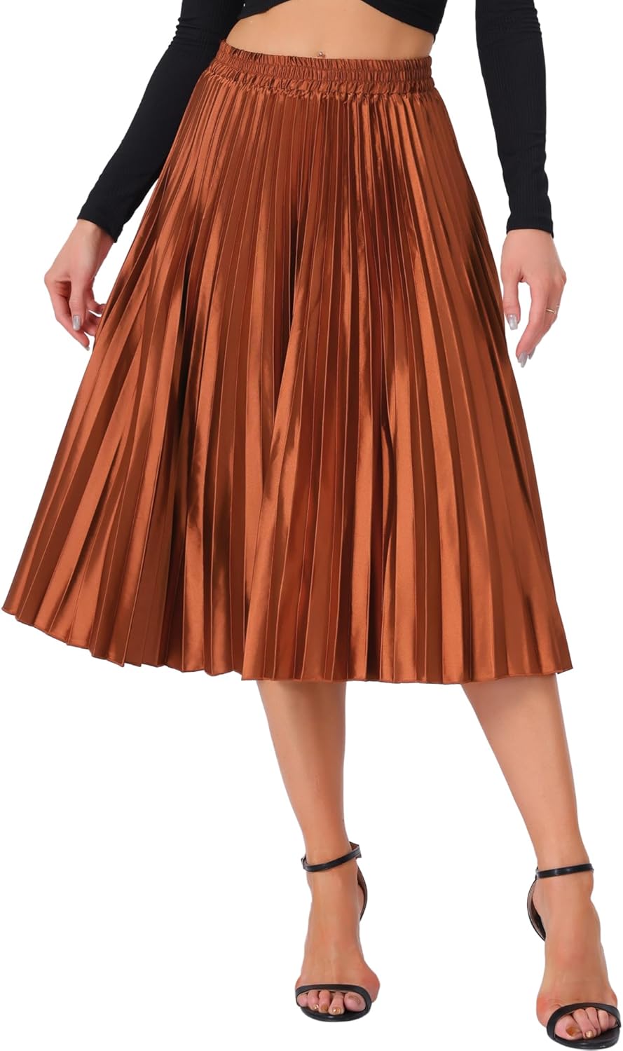 Allegra K Women Pleated Midi Skirt for Stylish Party Looks