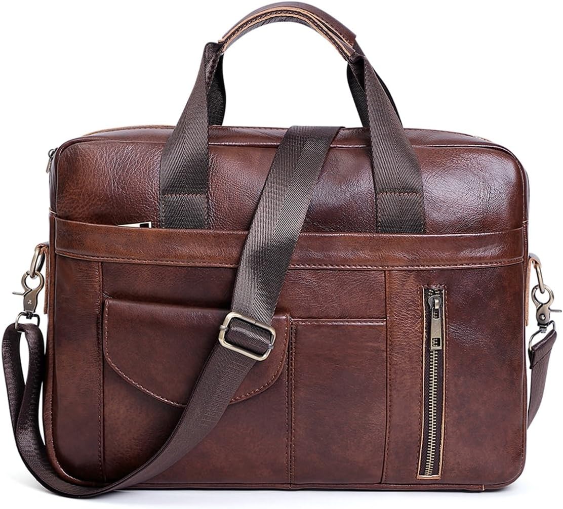 Genuine Leather Business Briefcase Laptop Handbag for Professionals