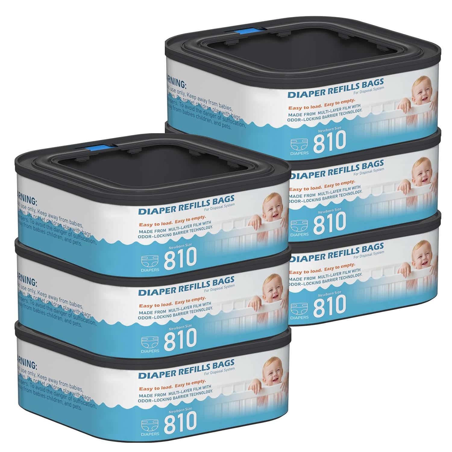 Jumbo Square Refills Disposal Bags for Diaper Genie Pails