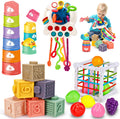 Baby Toys 6-12 Months Montessori 4-in-1 Set - Stacking, Sorter, Pull