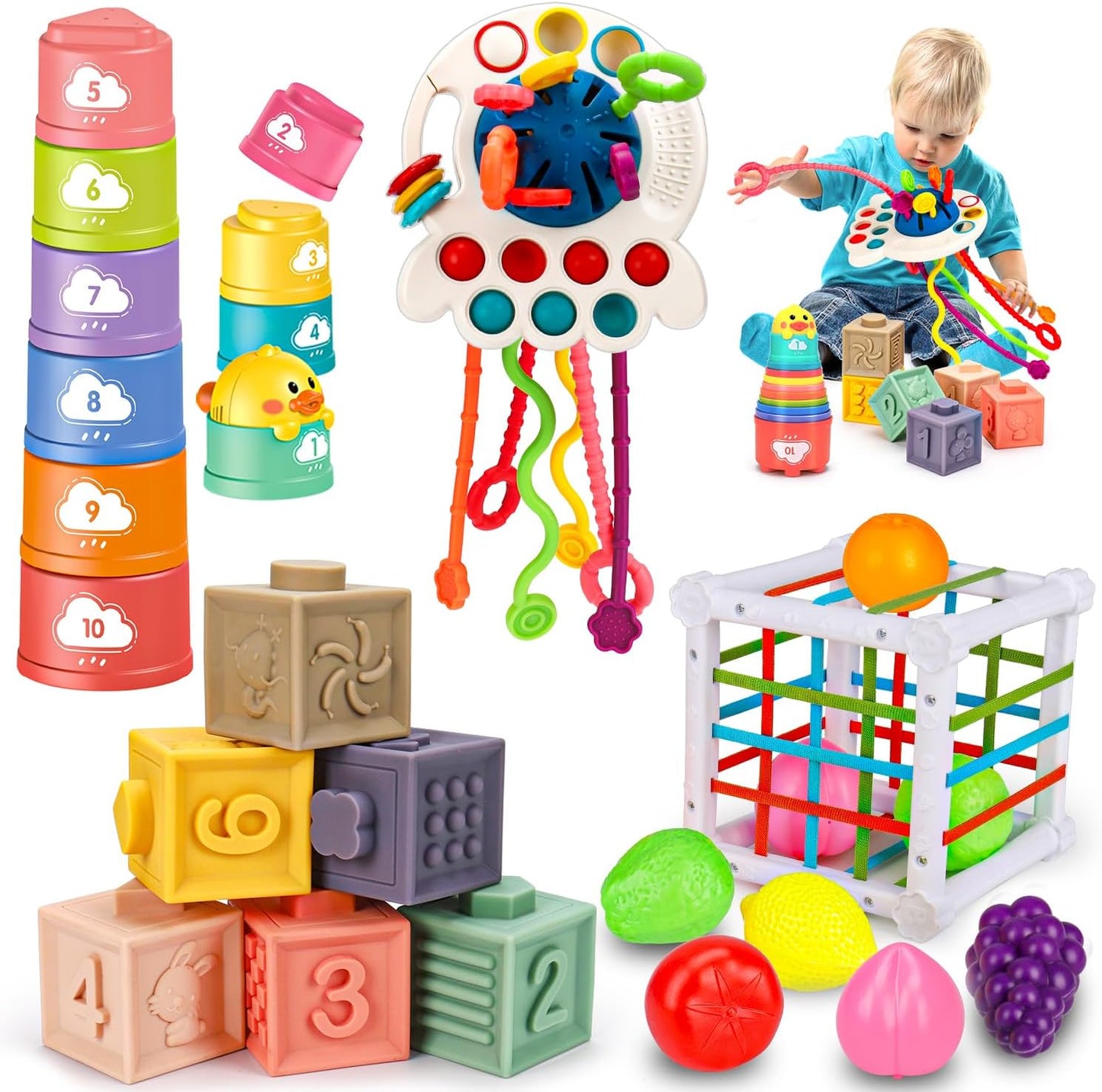 Montessori Stacking Block Sensory Toy Set