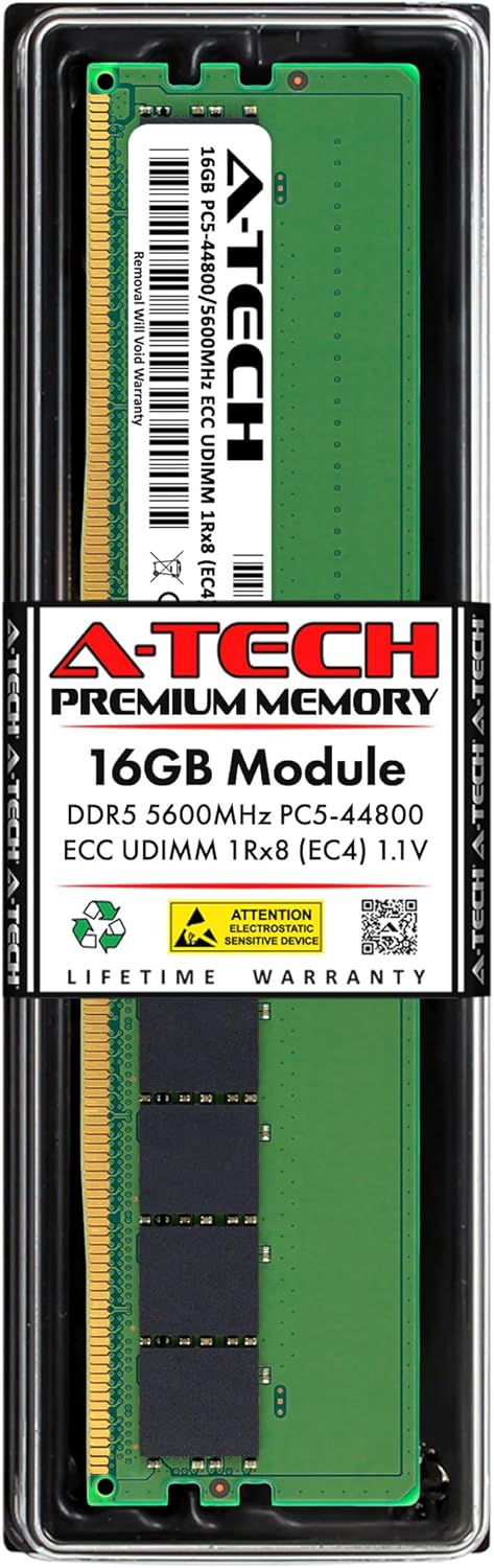 A-Tech 16GB DDR5 5600MHz ECC UDIMM Memory Upgrade Module