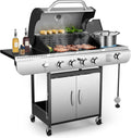 4-Burner Gas BBQ Grill with Side Burner - 42,000 BTU Outdoor Grill