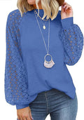 MIHOLL Womens Long Sleeve Tops Lace Casual Blouses for Style