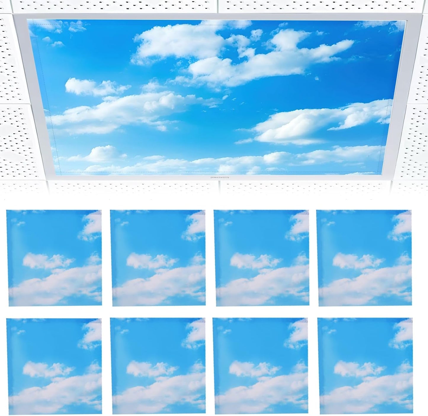8 Pcs Fluorescent Light Covers for Ceiling Lights - Blue Sky