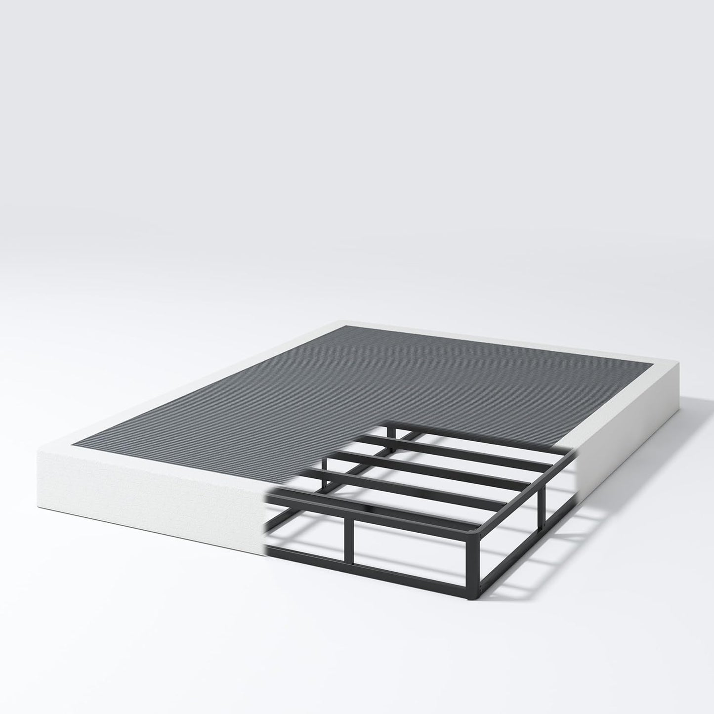 Sturdy 7 Inch Queen Size Box Spring with Metal Frame Support