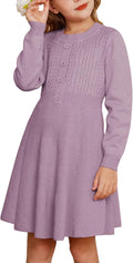 GRACE KARIN Girl Dress Long Sleeve Sweater Ruffle Button Front Knit if