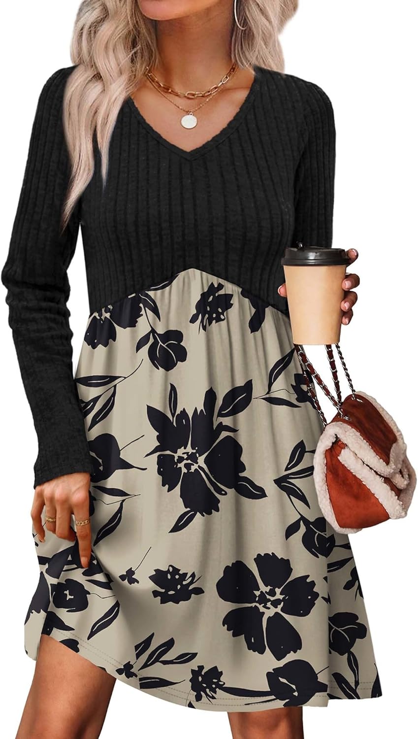 OFEEFAN Long Sleeve Sweater Dress for Fall Fashion Lovers