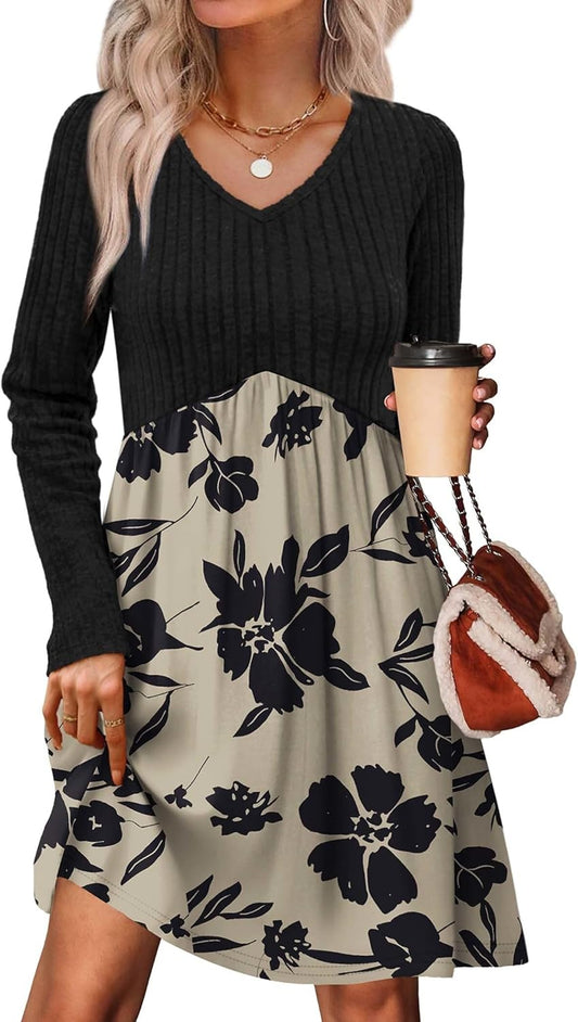 OFEEFAN Long Sleeve Sweater Dress for Fall Fashion Lovers