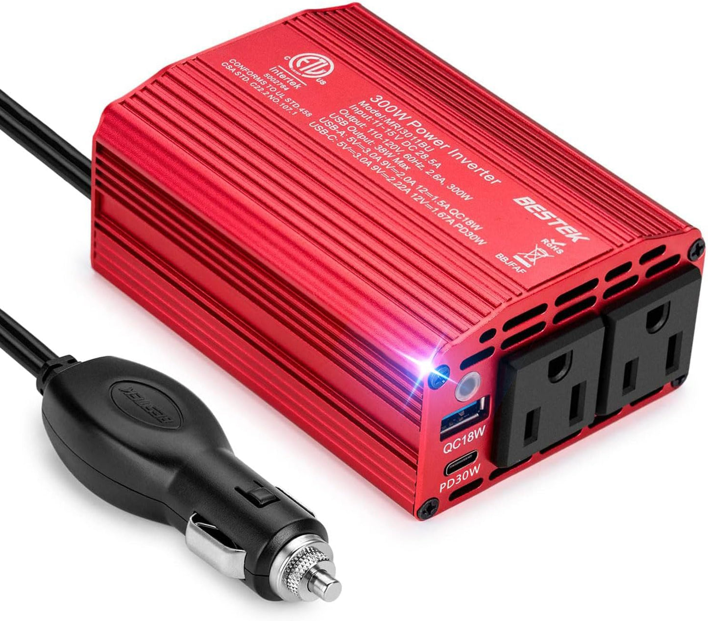 BESTEK 300W Power Inverter - Efficient Car Charger for Devices