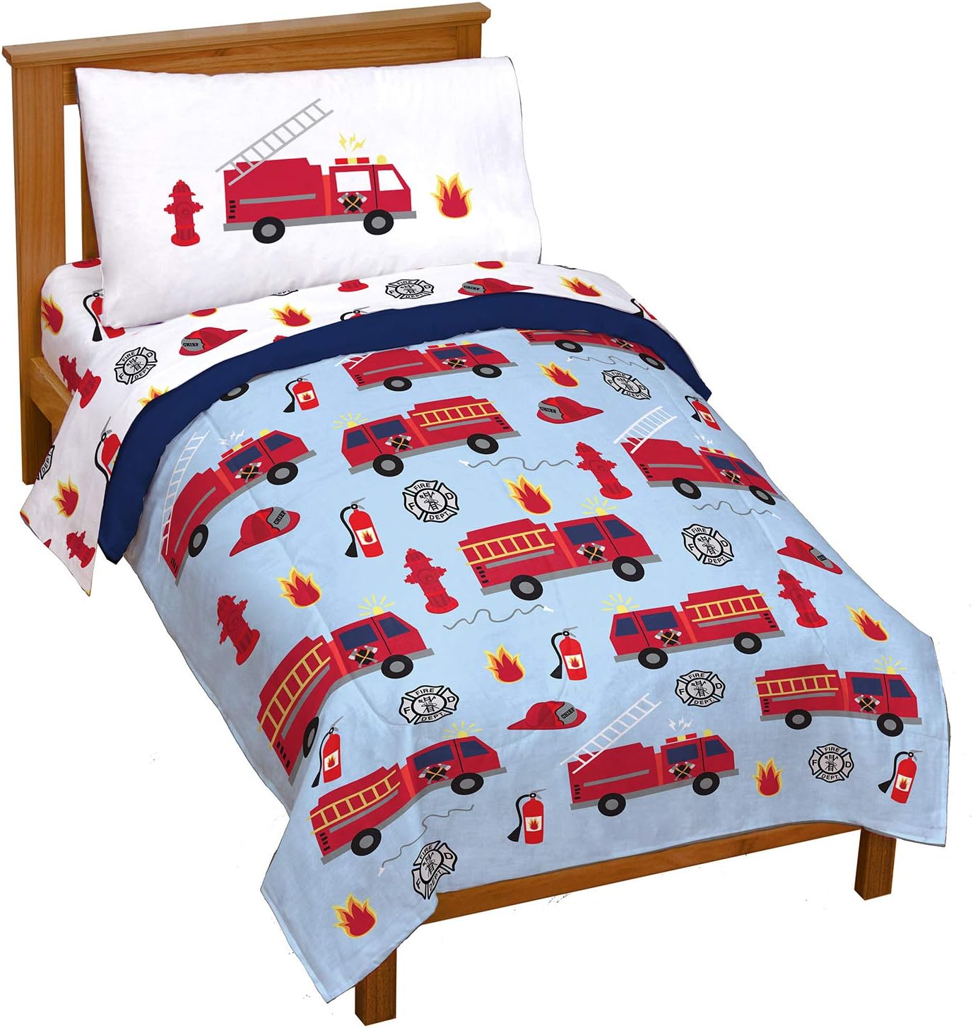 Jay Franco Trend Collector Go Fire Truck Go 4 Piece Toddler Bed Set