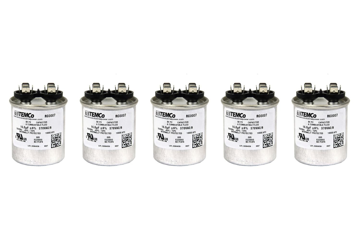 5 Pack 10 uF Run Capacitor for HVAC AC Fan and Motor Applications