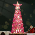 Lewondr Christmas Tree Lamp 12in Battery Powered Crystal Tabletop