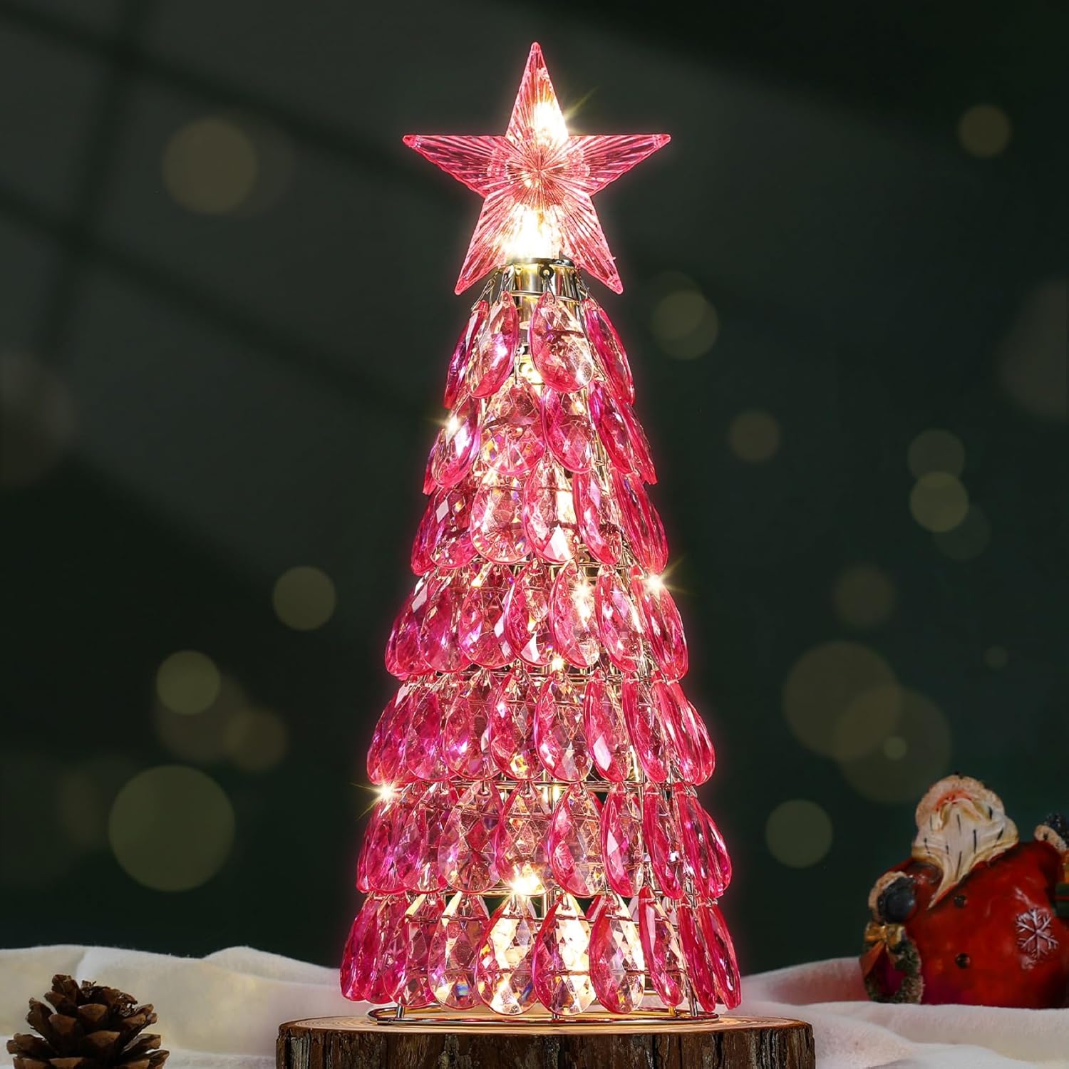 Lewondr Christmas Tree Lamp - 12 Inch Battery Powered Light