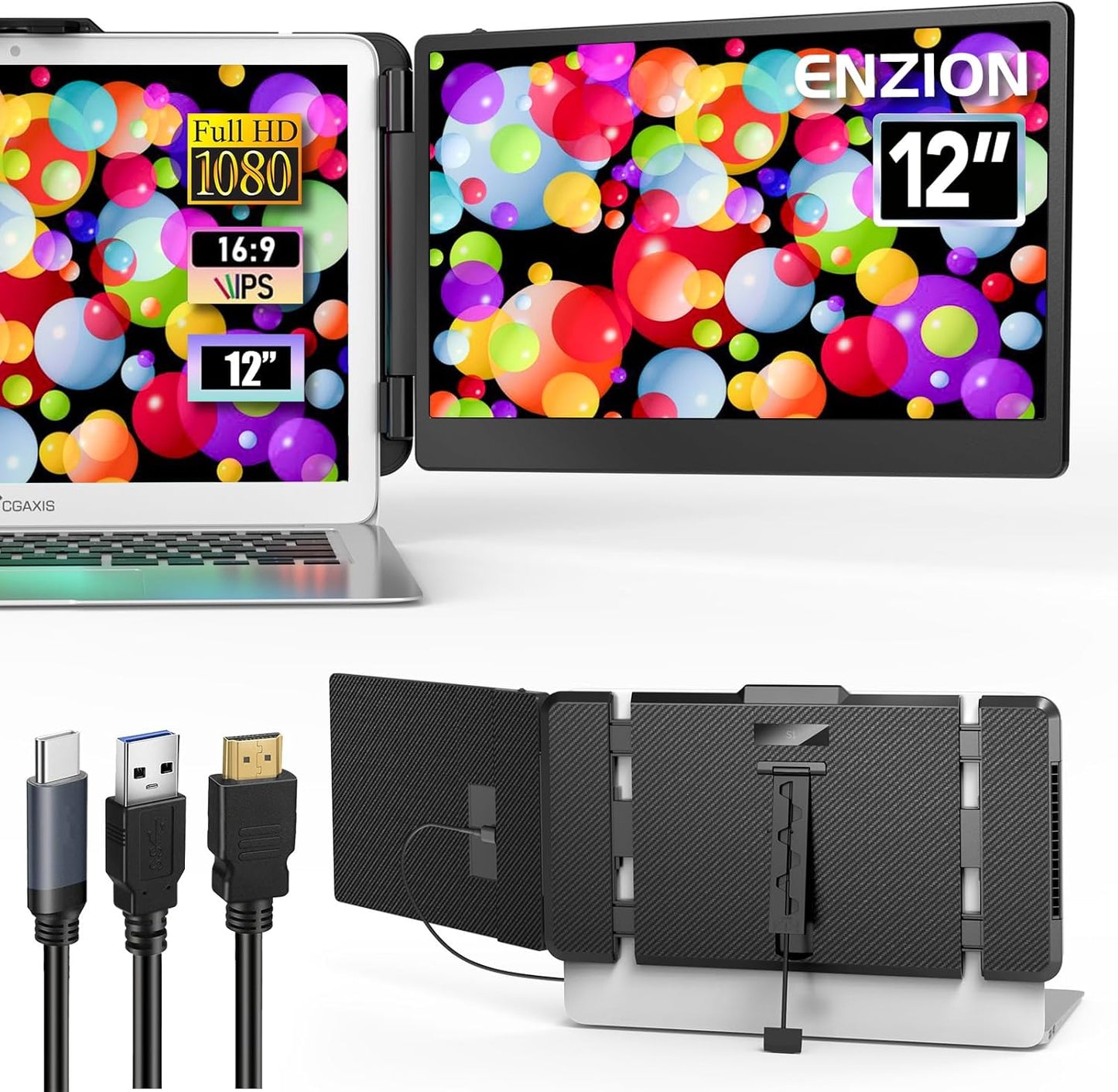 12 Inch Portable Monitor for Laptop with Full HD IPS Display