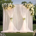 10 x 8 ft White Pearl Tulle Double Layered Backdrop Curtain