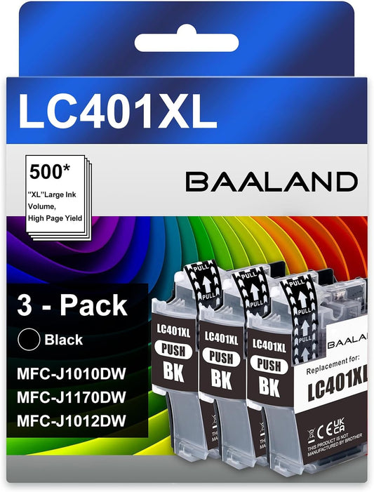 High Yield 3-Pack LC401XL Ink for Brother Printers