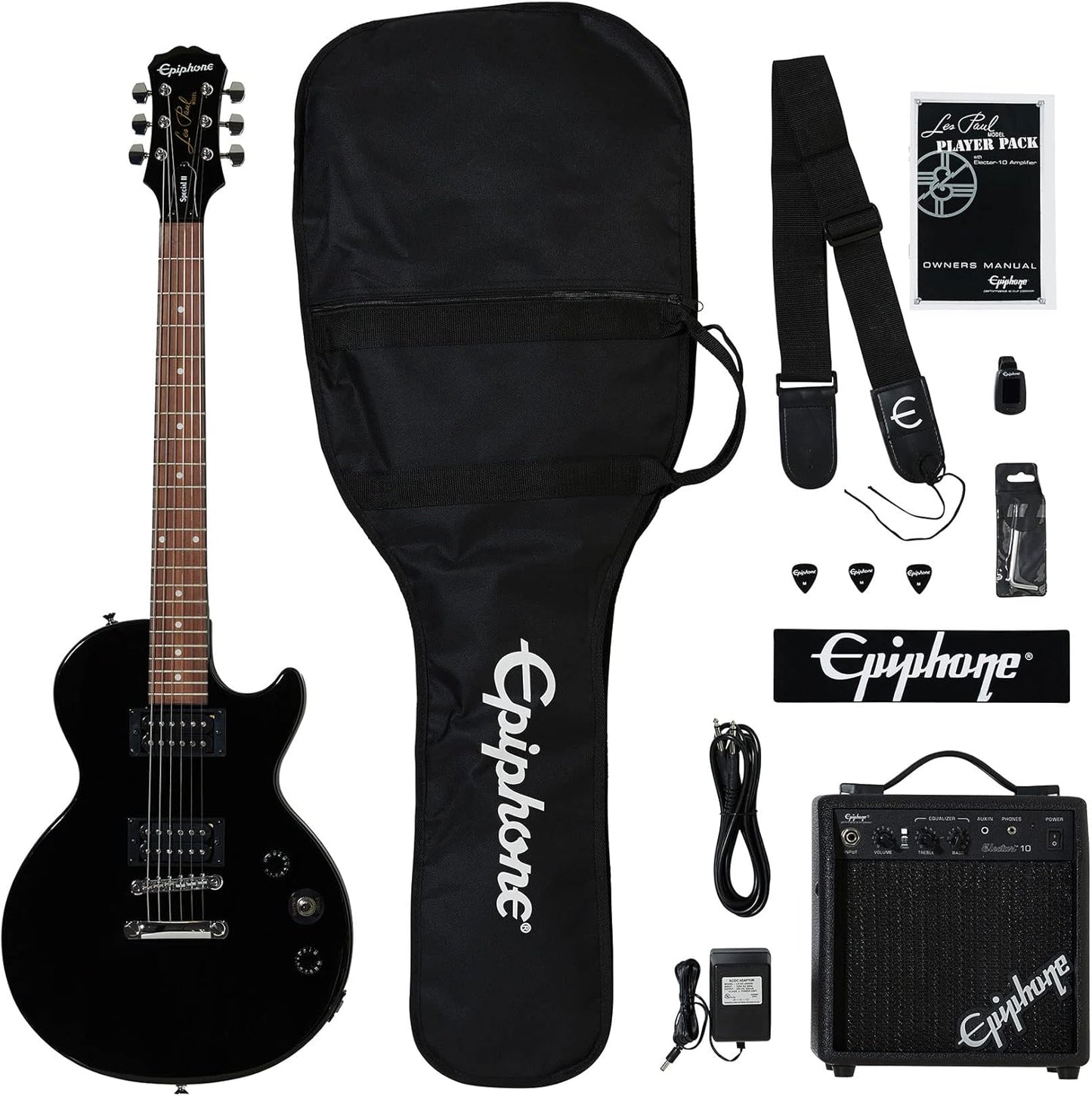 Epiphone Les Paul Player Pack - Master Ebony Tones