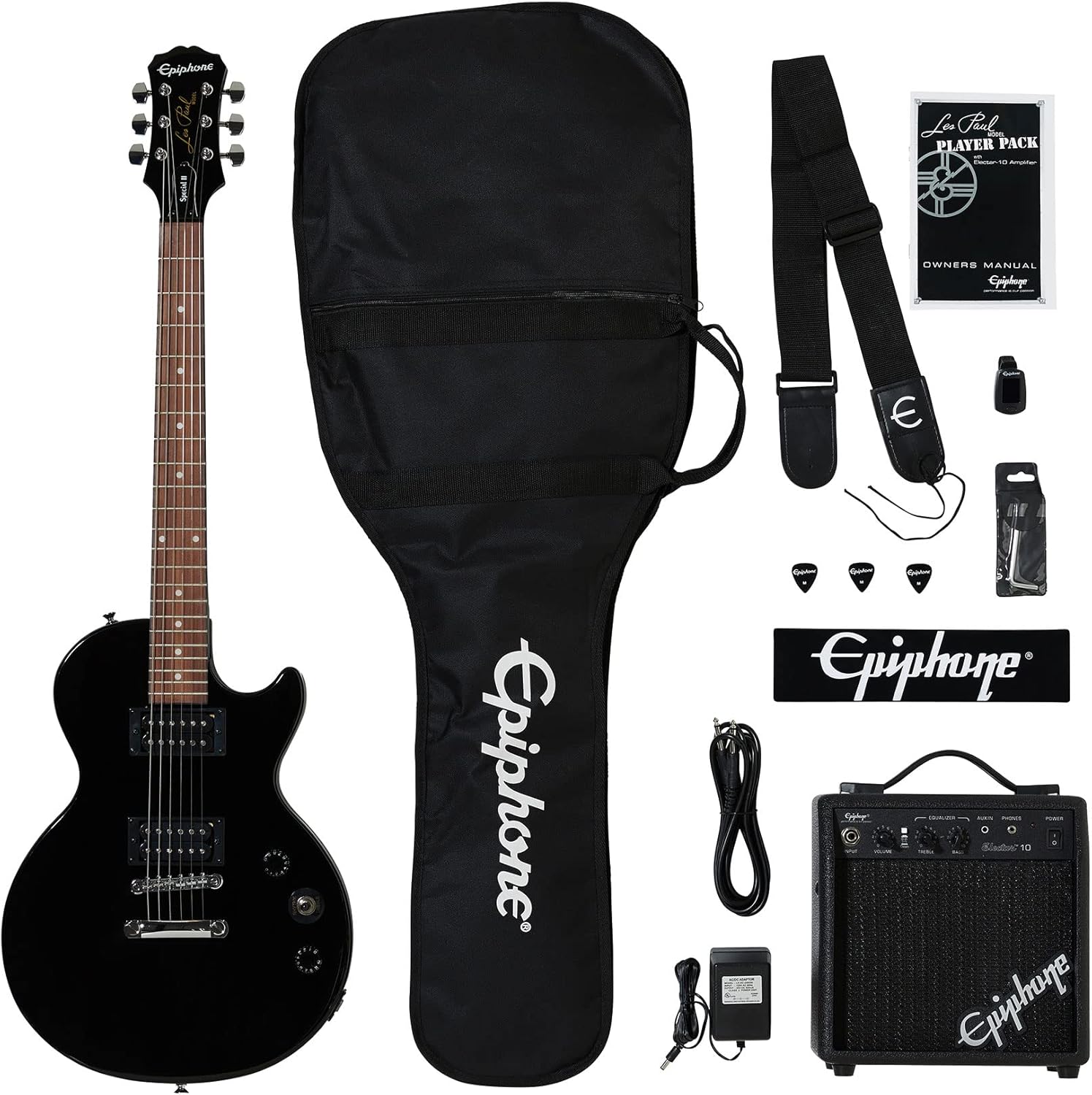 Epiphone Les Paul Player Pack - Master Ebony Tones