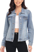 Women's Denim Jacket Button Up Long Sleeve with Pockets - Classic Fit