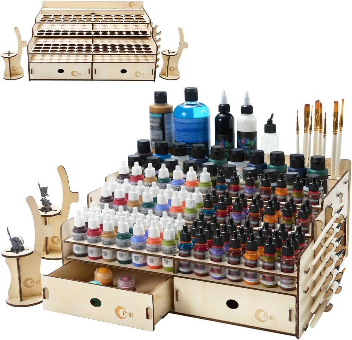 OPHIR Wooden Paint Rack Organizer for Miniature Paints Storage