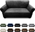 Loveseat Sofa Slipcover Leather Look Couch Covers for 2 Seater - Dark