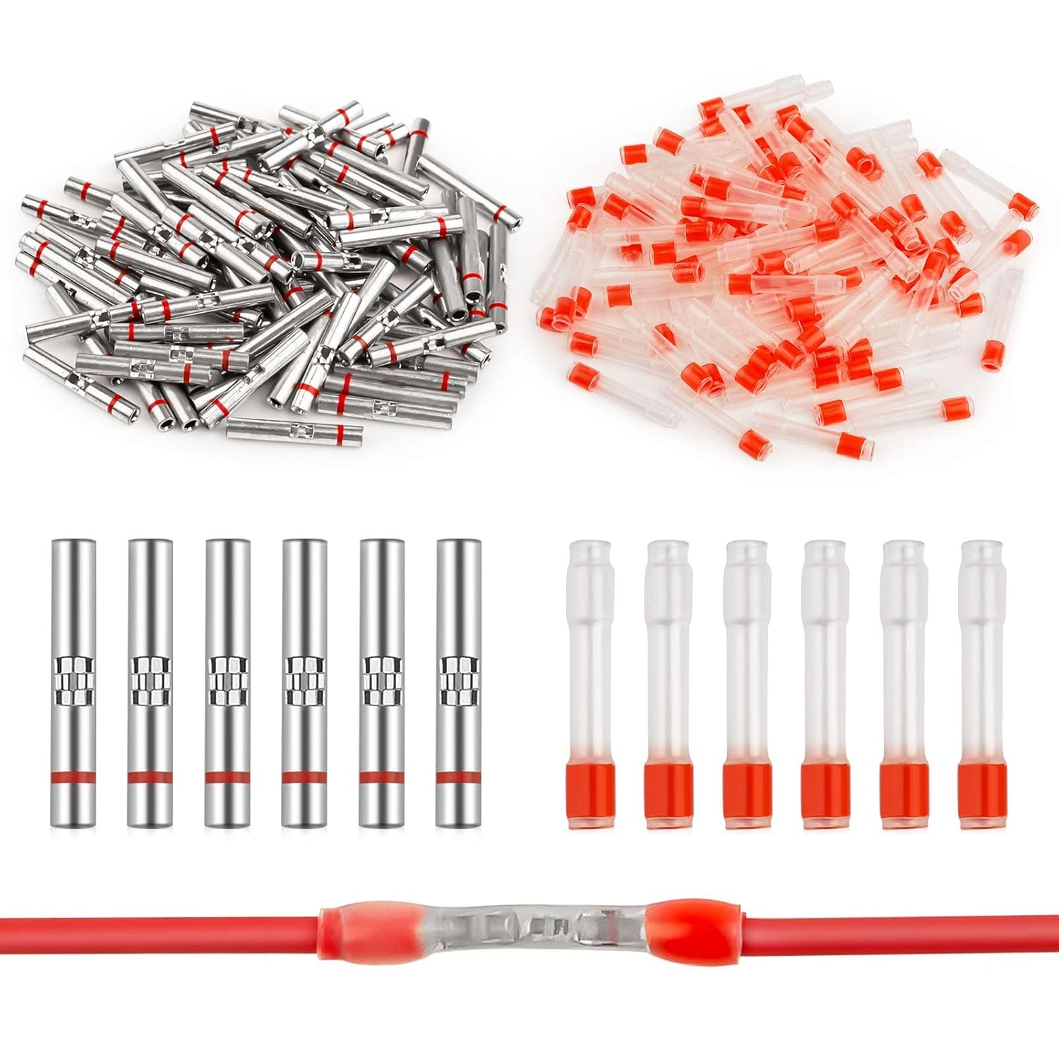 JRready 200 PCS Wire Connectors for Waterproof Crimp Splicing