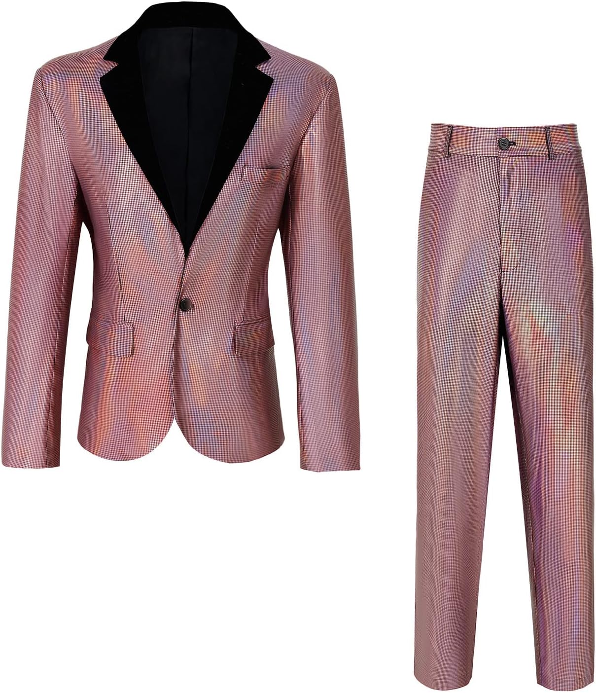 Men's 70s Disco Outfit Rainbow Suit Sequin Jacket and Pants