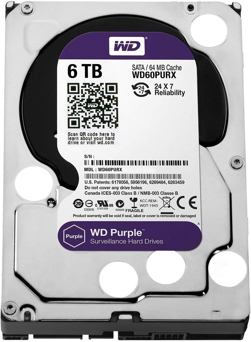 WD Purple 6TB Surveillance Hard Disk Drive for Security Systems