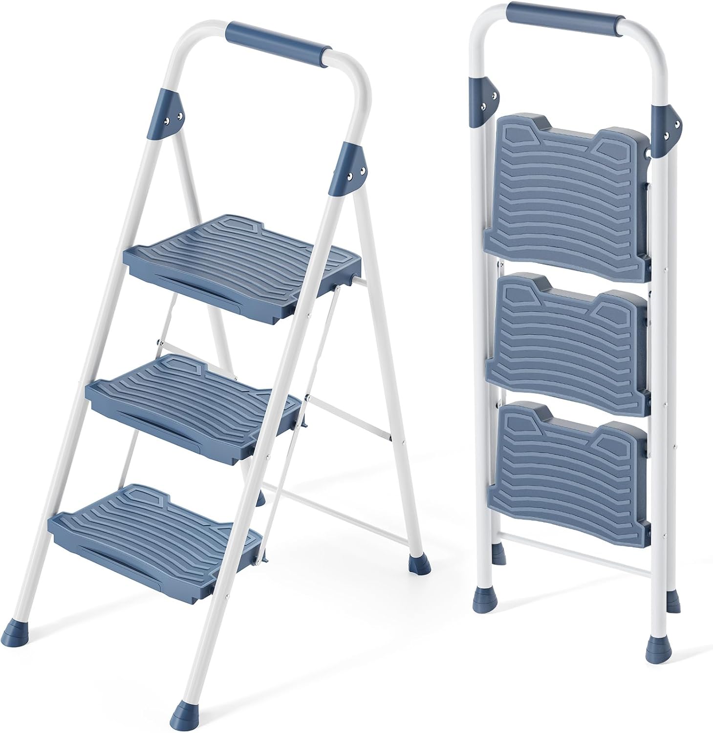 KINGRACK 3 Step Ladder with Handrail for Home and Office Use