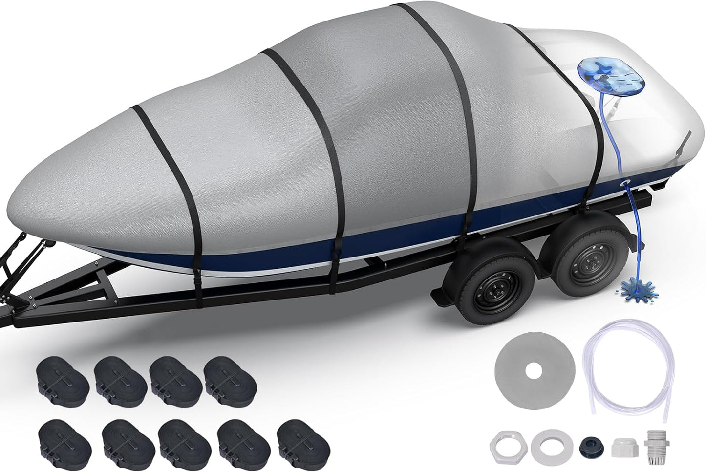 Heavy Duty Boat Cover 16ft-18.5ft with Fast Drainage System