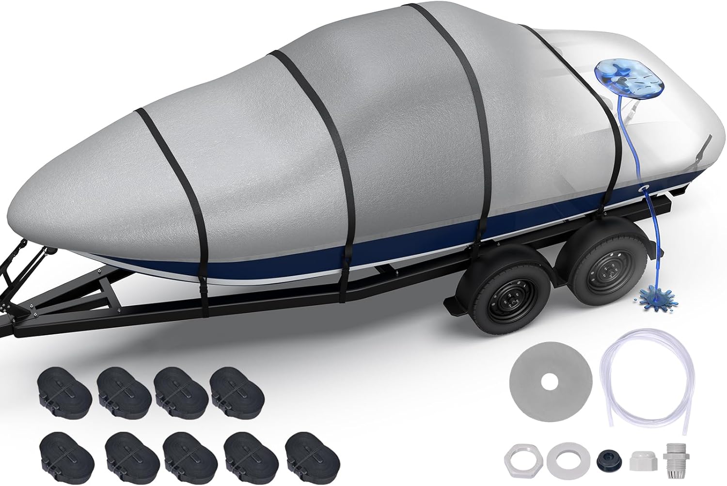 Heavy Duty Boat Cover 16ft-18.5ft with Fast Drainage System