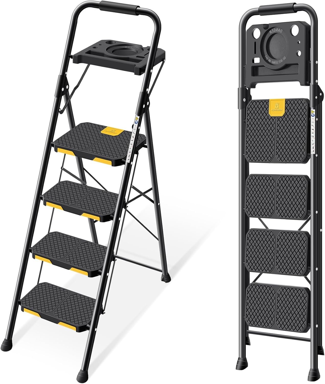 KINGRACK 4 Step Ladder with Tool Platform for Home and Garage