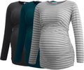 Maternity Shirts for Women 3-Pack - Stretchy Long Sleeve Tops