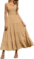 Women's Smocked Tank Tiered Maxi Sundress - Flattering Summer Fit