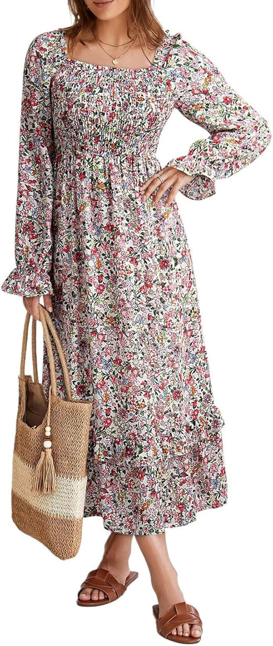 Dokotoo Boho Dresses for Women 2025 Casual Floral Maxi Dress