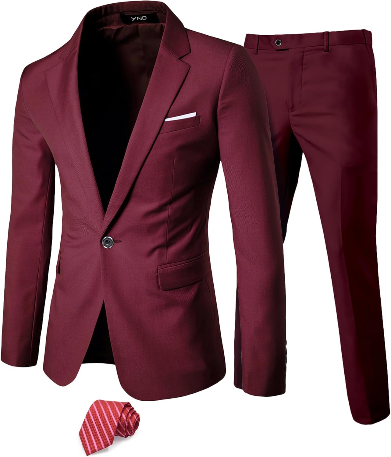 YND Men's 2 Piece Suit Set for Weddings, Parties, and Business