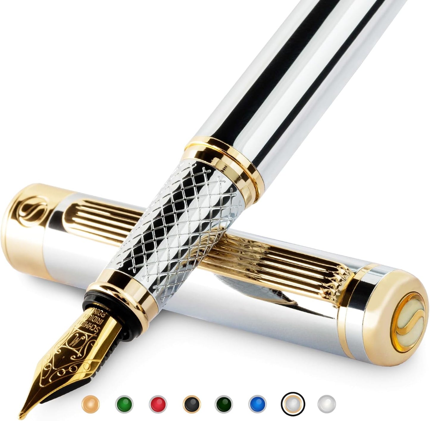 Scriveiner Silver Chrome Fountain Pen - Luxury Writing Experience