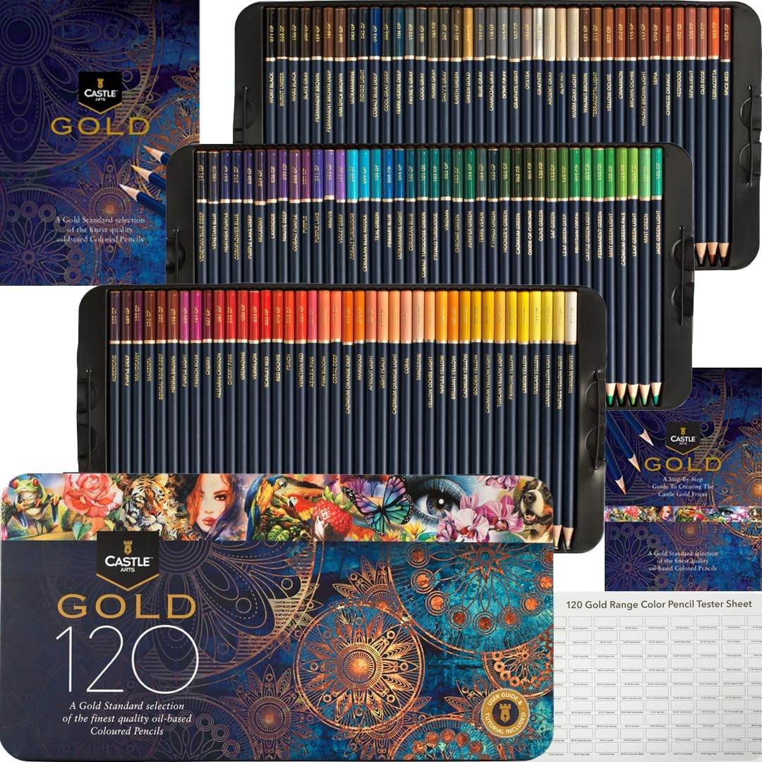 Castle Art Supplies 120 Colouring Pencils Set for Artists
