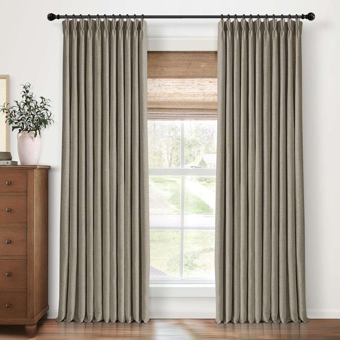Pinch Pleated Blackout Curtains 108 Inches Long for Elegance