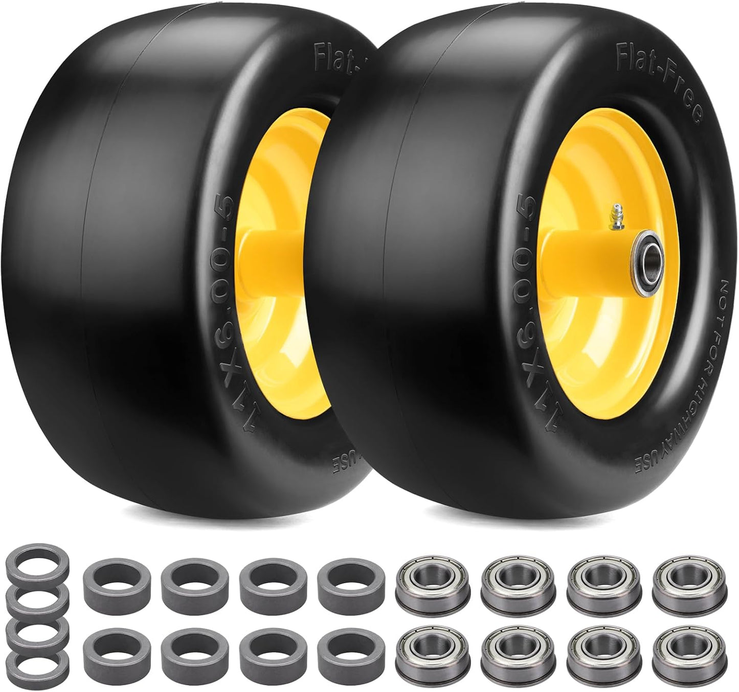 11x6.00-5 Flat Free Tire Set for Zero Turn Mowers and Tractors