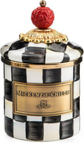 Courtly Check Enamel Canister Mini - Black-and-White Kitchen Storage