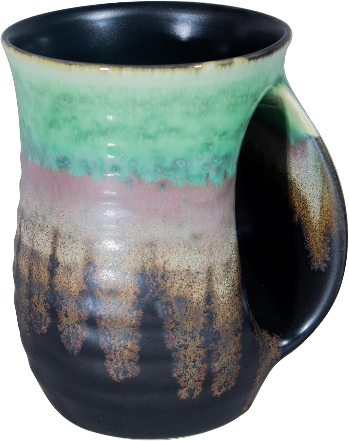 Hand Warmer Mug 18 Oz Handmade Pottery for Right Handed Users
