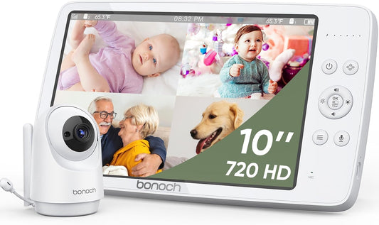 bonoch MegaView Baby Monitor No WiFi with 10in Display and Camera