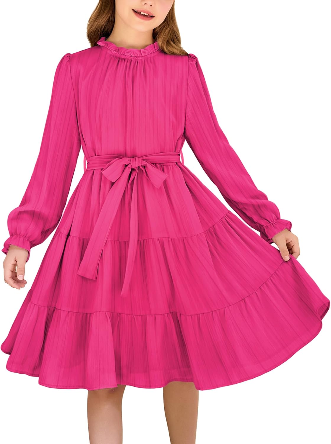 Arshiner Girls Long Sleeve Dress for Fall Formal Parties