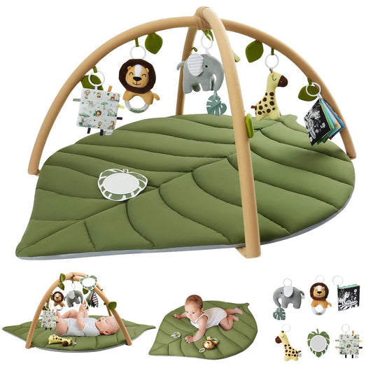 Blissful Diary Oversized Leaf Baby Play Gym: 6 Toys, Promotes Development